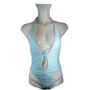 Women Light Blue One Piece Swimsuit